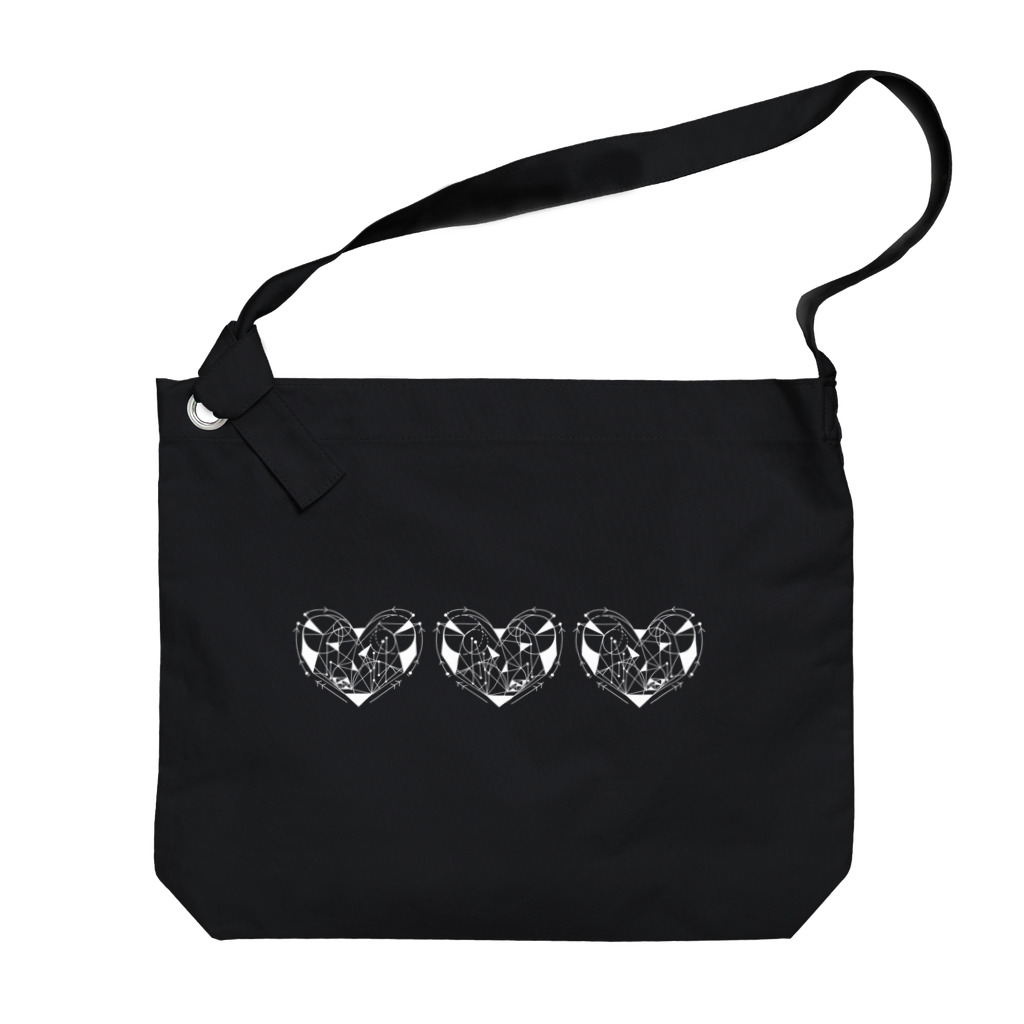 Meow__35のη άσπρος καρδιά 3 Big Shoulder Bag