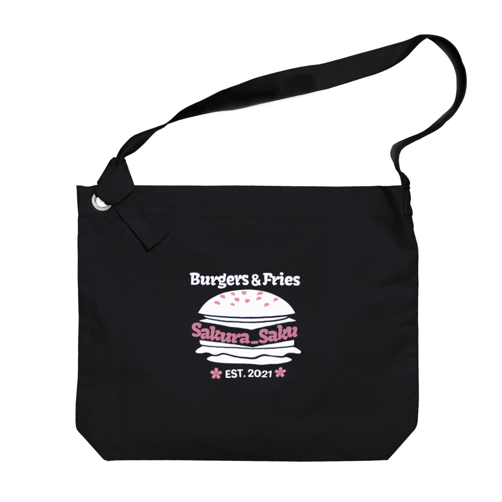Burgers&Fries Sakura_SakuのBurgers&Fries Sakura_Saku ロゴアイテム（ホワイト） Big Shoulder Bag