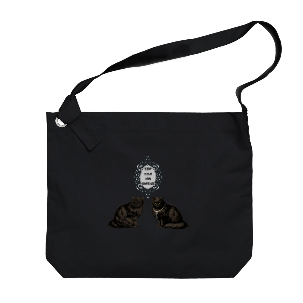 海賊猫 cocoの『秘密の鍵を握る猫』 Keep Calm and Goth On ゴシック 黒猫 Donation Items for cats♰サイズ変更は「リクエスト」にて承ります Big Shoulder Bag