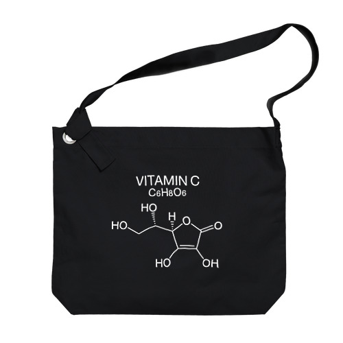 VITAMIN C C6H8O6-ビタミンC-白ロゴTシャツ ビッグショルダーバッグ