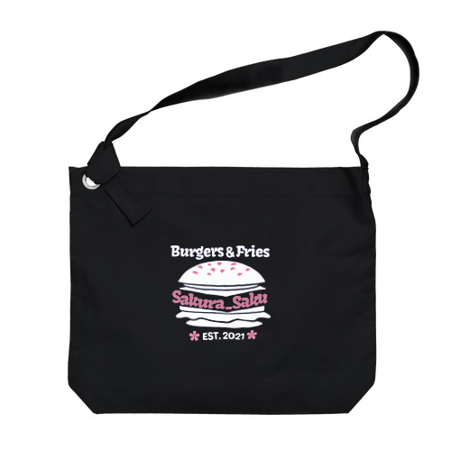 Burgers&Fries Sakura_Saku ロゴアイテム（ホワイト） Big Shoulder Bag