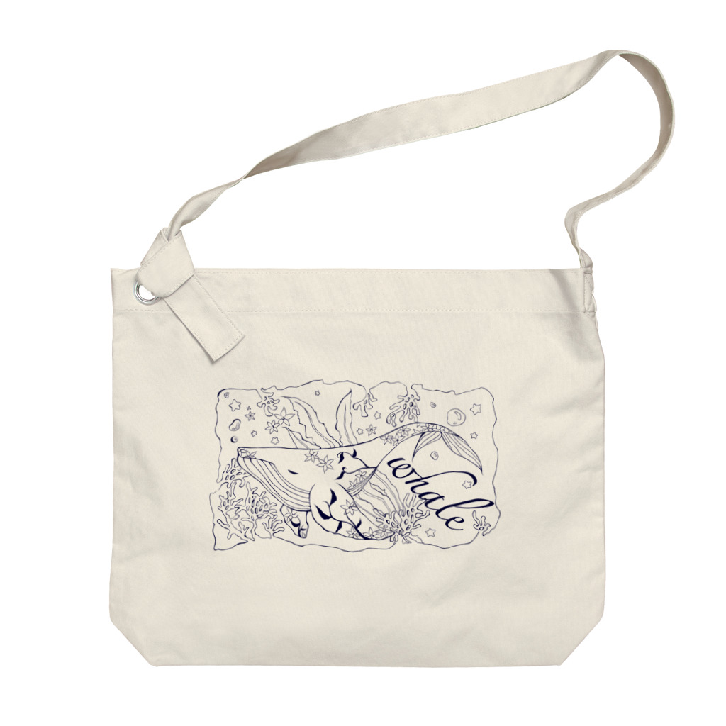 凩 灯のねむり鯨(線画) Big Shoulder Bag