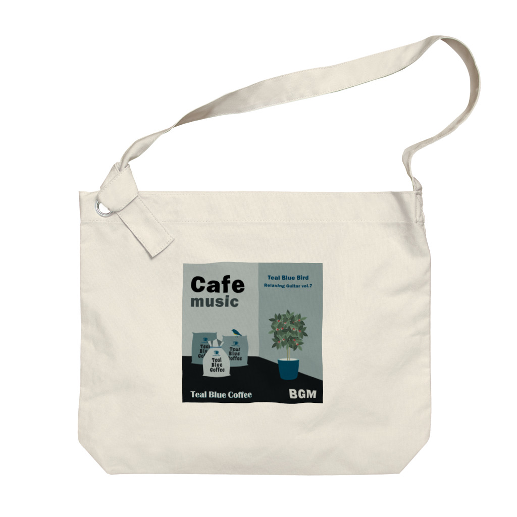 Teal Blue CoffeeのCafe music - Teal Blue Bird - Big Shoulder Bag