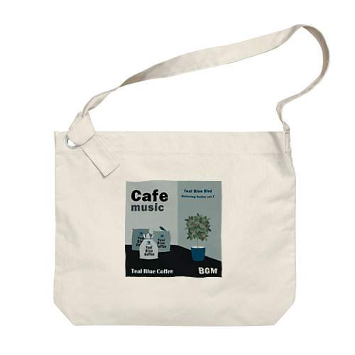 Cafe music - Teal Blue Bird - Big Shoulder Bag