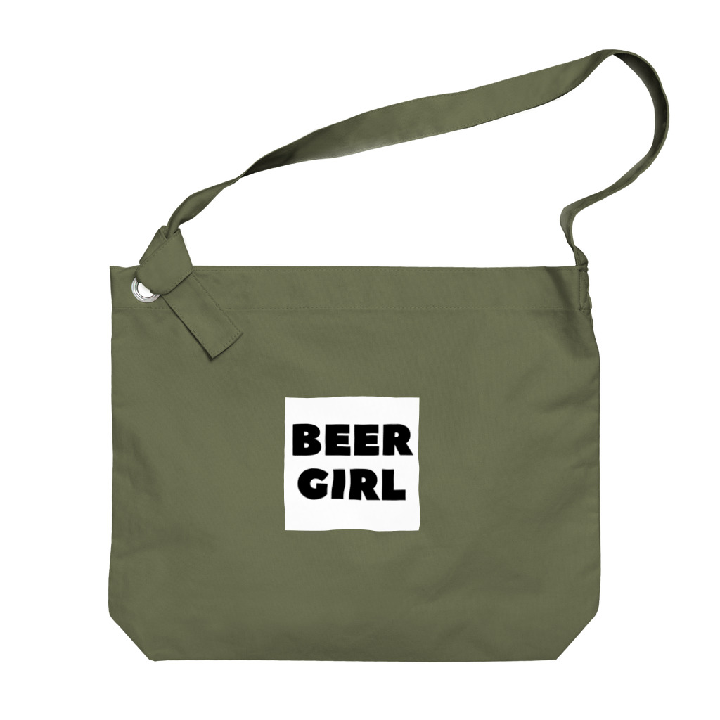 BEERのビールガール_黒字(白背景) ビッグショルダーバッグ