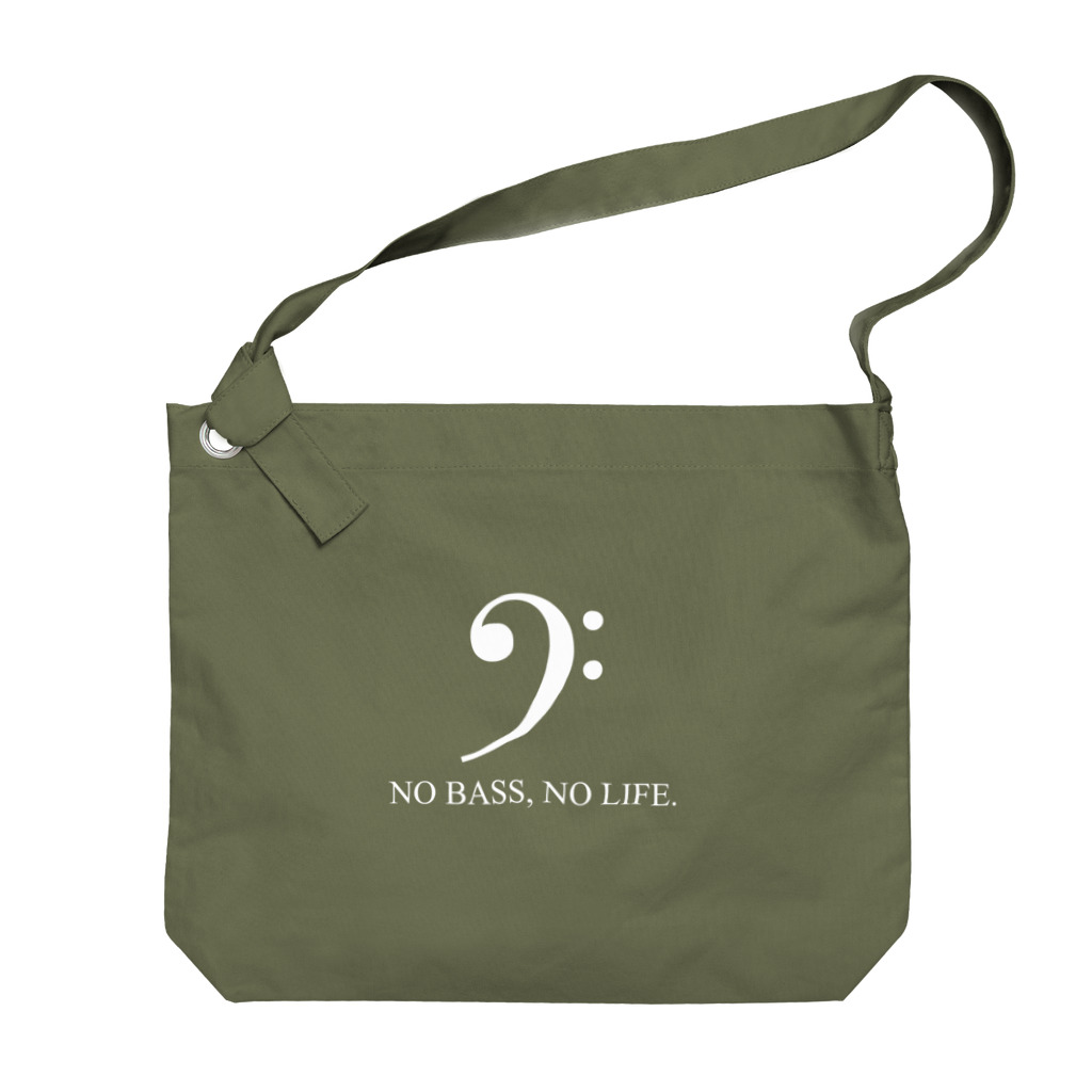 もりてつのNO BASS, NO LIFE. (白文字) Big Shoulder Bag