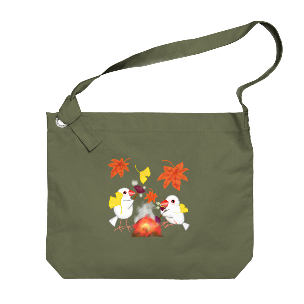 Lily bird（リリーバード）の落ち葉と焼き芋と文鳥ず Big Shoulder Bag
