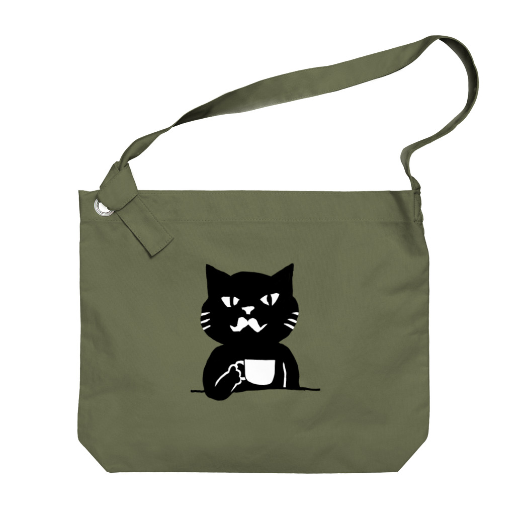 Blanc.P(ぶらんぴー)の店の喫茶・髭猫ロゴ② Big Shoulder Bag