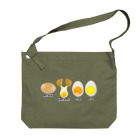 LalaHangeulの卵 生卵 半熟 完熟⁉︎　韓国語デザイン ビッグショルダーバッグ