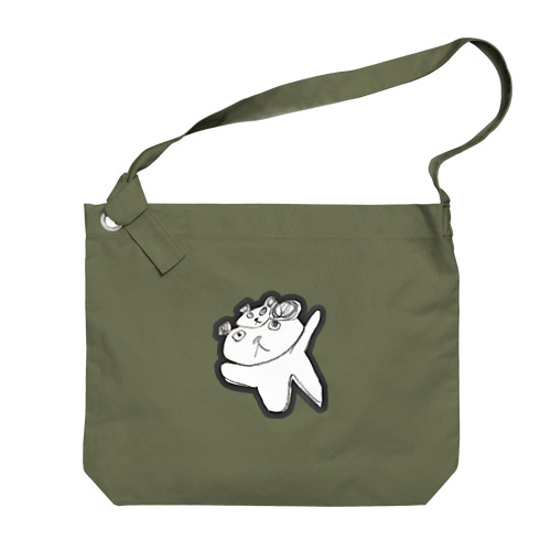 パンダのお面をつけたパンダ Big Shoulder Bag