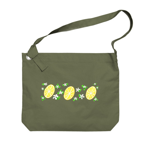 スライスレモンとレモンの花 Big Shoulder Bag