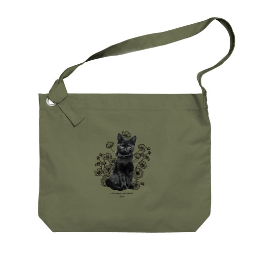 花咲き黒猫 Big Shoulder Bag