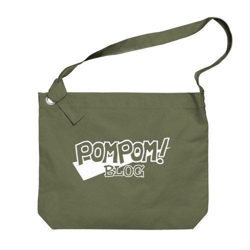 Pom Pom Blog Logo 2nd（white） ビッグショルダーバッグ