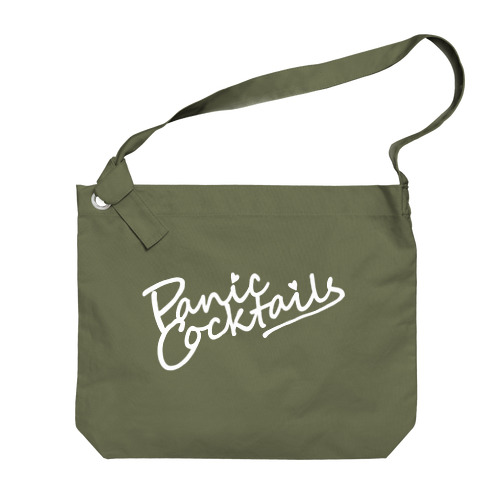 Panic Cocktails ScriptLogo White ビッグショルダーバッグ