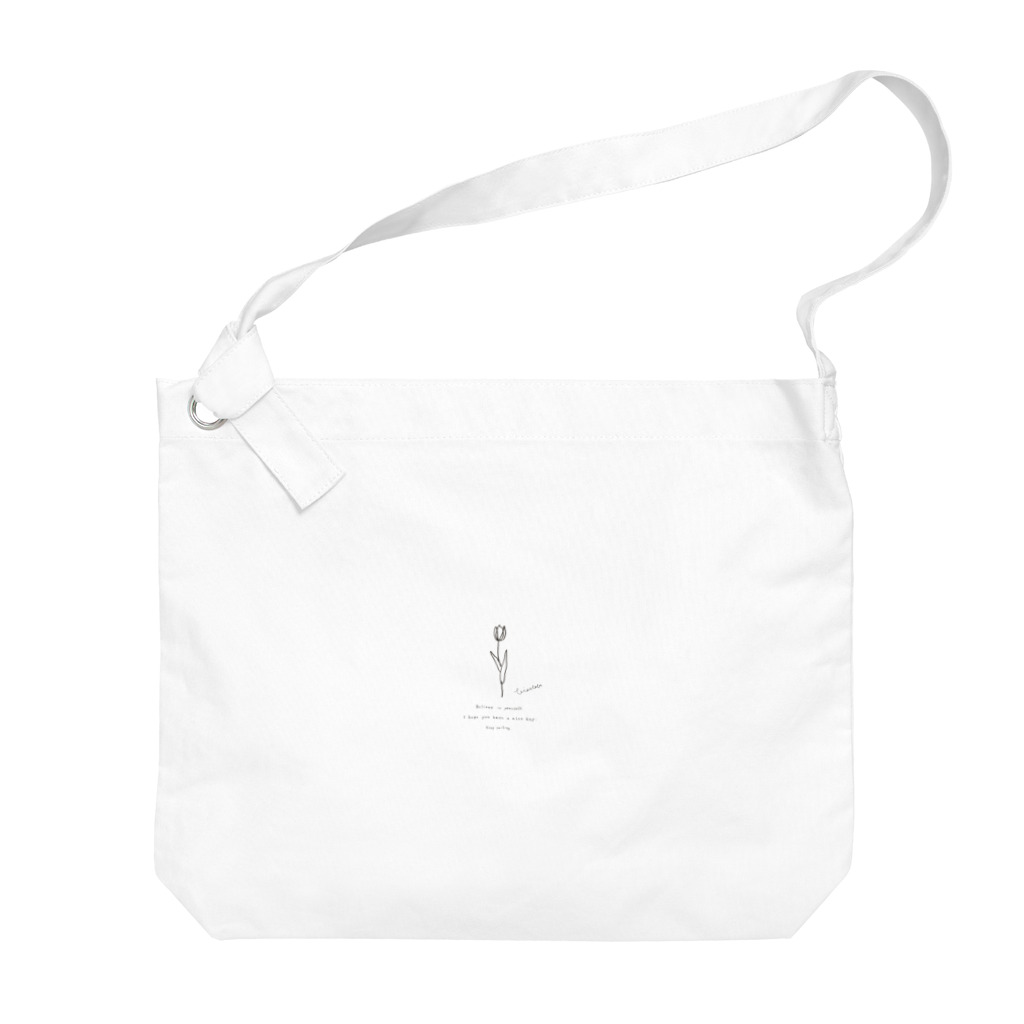 rilybiiの線画🌷チューリップ🌷メッセージ🌷 Big Shoulder Bag
