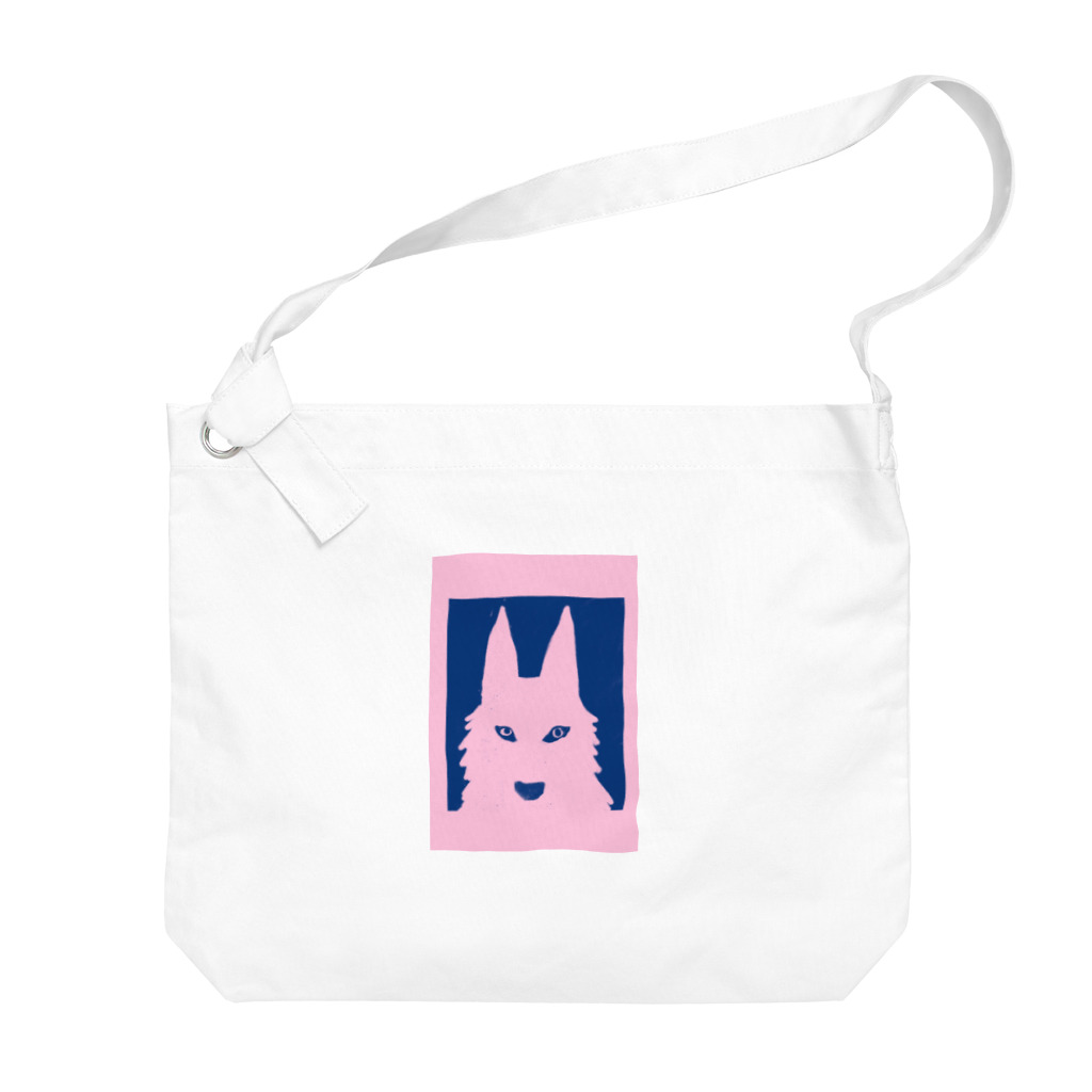 inus shopのピンクのハスキー犬 Big Shoulder Bag