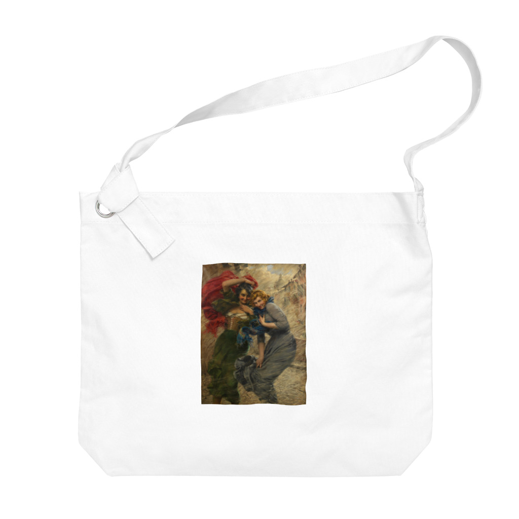 世界の絵画アートグッズのガエターノ・ベッレイ 《雨の日の彼女たち》 Big Shoulder Bag