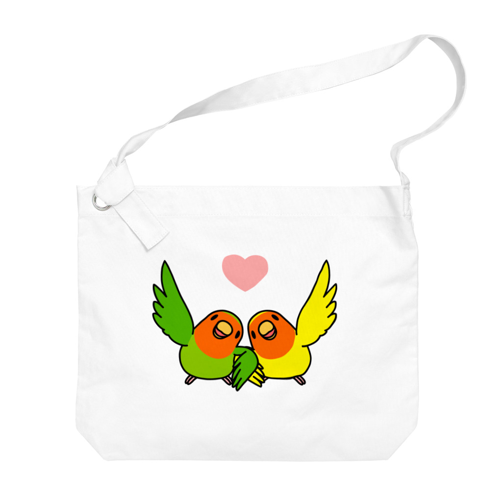 まめるりはことりのハイタッチなかよしコザクラインコ【まめるりはことり】 Big Shoulder Bag