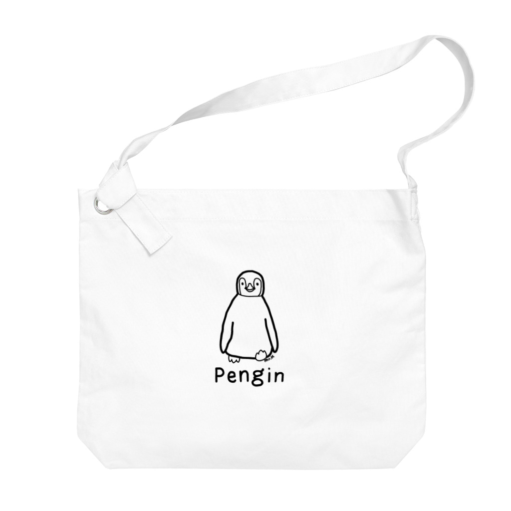 MrKShirtsのPengin (ペンギン) 黒デザイン Big Shoulder Bag