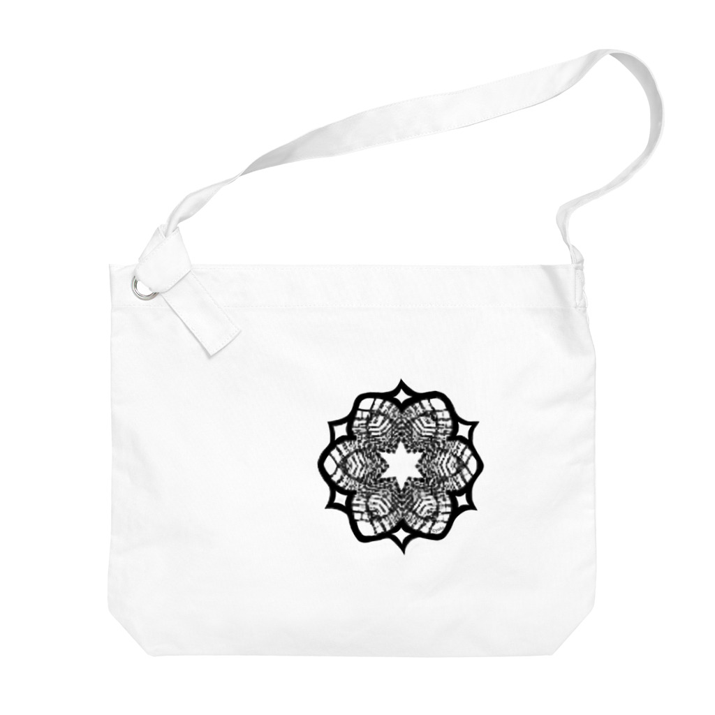 シンプルなグッズ やこ屋のレースの幾何学模様な花 Big Shoulder Bag