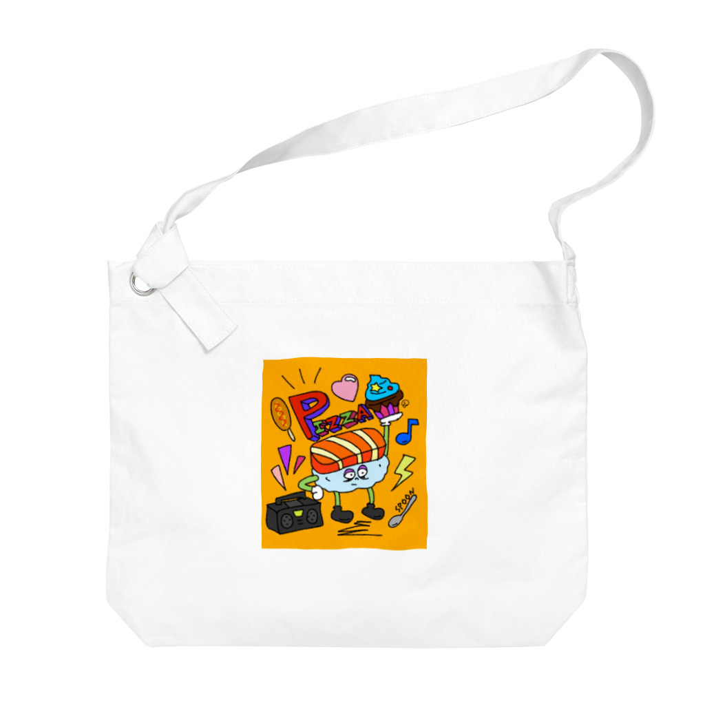 もはめどのゆる絵屋さんのハンバーガーくん Big Shoulder Bag