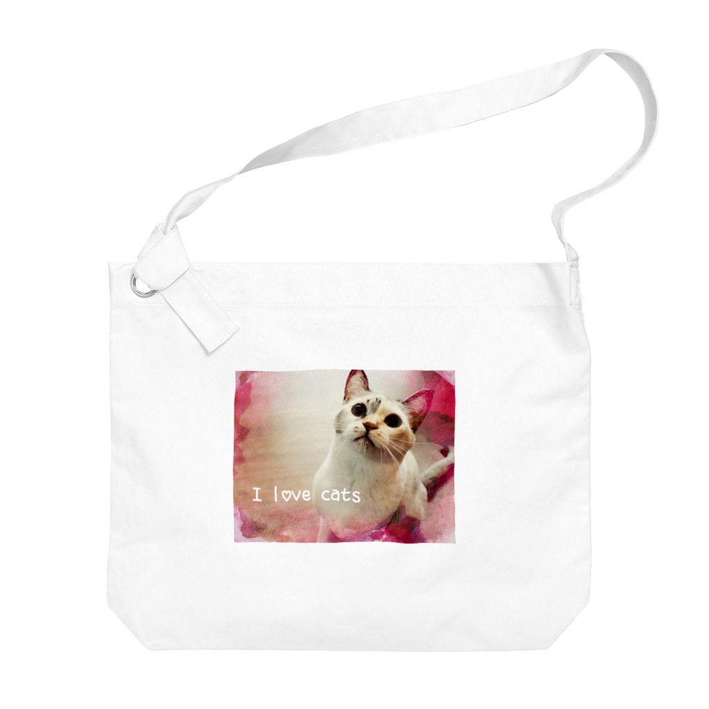 モコネコSHOPのI love cats ① Big Shoulder Bag