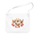 SANKAKU DESIGN STOREのお花の似合う小さい犬たち。 Big Shoulder Bag