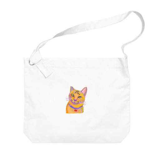 鮮やかな凛々しい猫さんのイラストグッズ Big Shoulder Bag