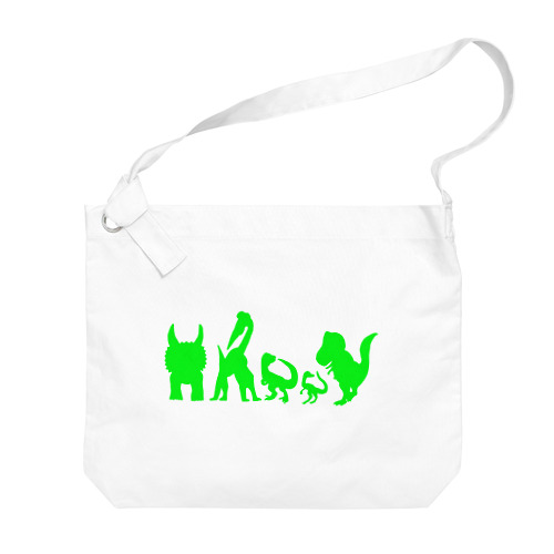 HAPPY☆恐竜　緑 Big Shoulder Bag