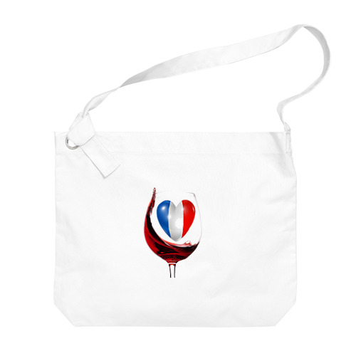 国旗とグラス：フランス（雑貨・小物） ビッグショルダーバッグ
