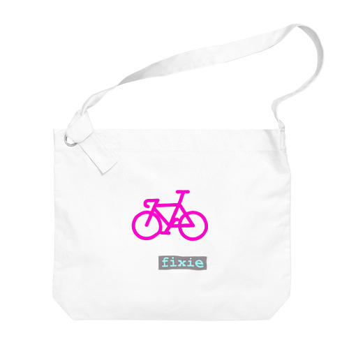 ピストバイク(シンプル)ピンク Big Shoulder Bag