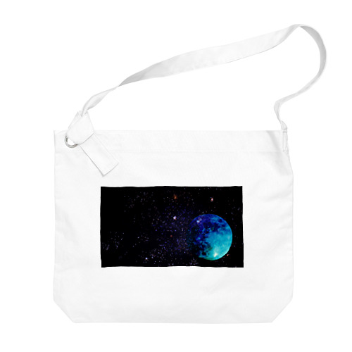 煌めく宇宙に蒼い月(長方形) Big Shoulder Bag