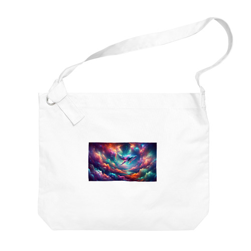 " Whale Swimming in the iridescent clouds (1) " 　( 彩雲の中を泳ぐクジラ (1) ) Big Shoulder Bag