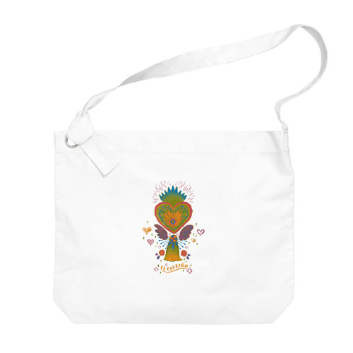 メキシコのハートタッセル（グリーン） Big Shoulder Bag
