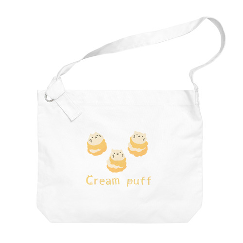 Cat cream puff Big Shoulder Bag