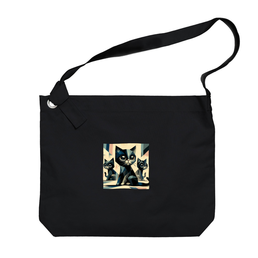 スタイル112の黒猫　キュビズム01 Big Shoulder Bag