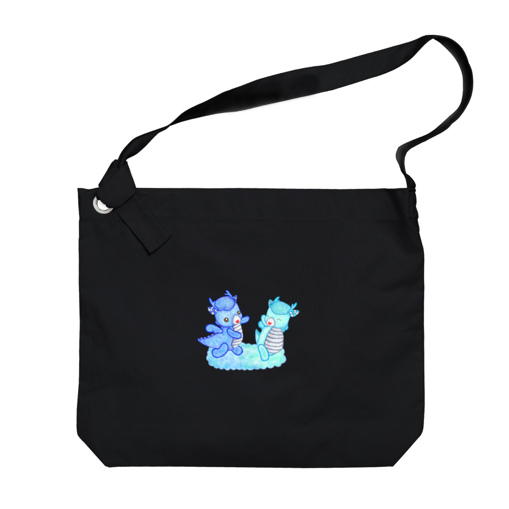 satoayaのアニマルカフェのキャンディードラゴン　青 Big Shoulder Bag