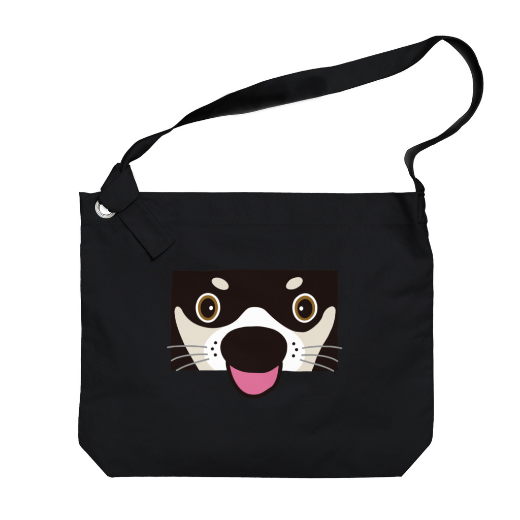 まみおデザインの黒シバくん Big Shoulder Bag