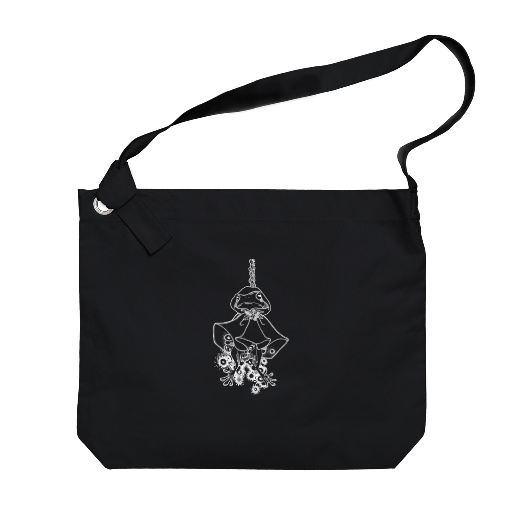 ねんねん虫のけろけろ坊主  ※黒地用白線画 Big Shoulder Bag