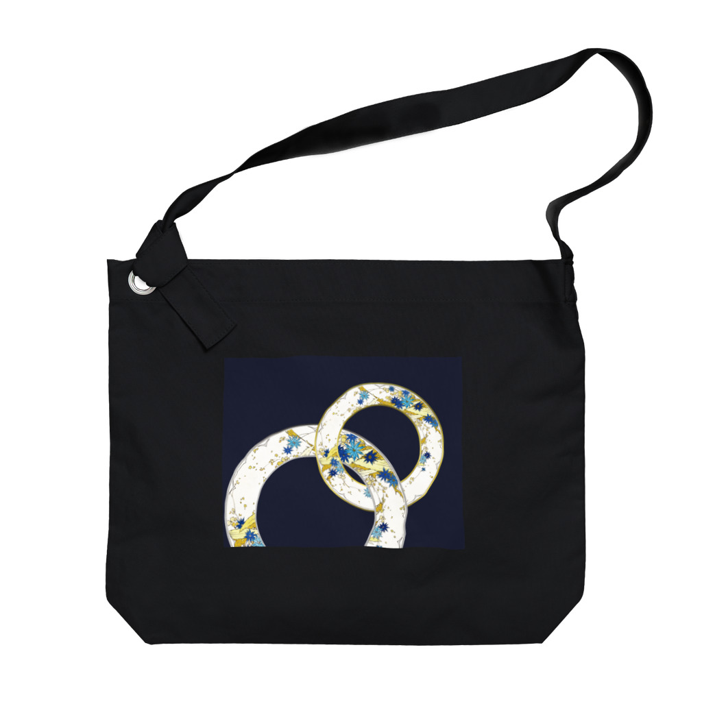 PALA's SHOP　cool、シュール、古風、和風、の和と輪　(紺色) Big Shoulder Bag