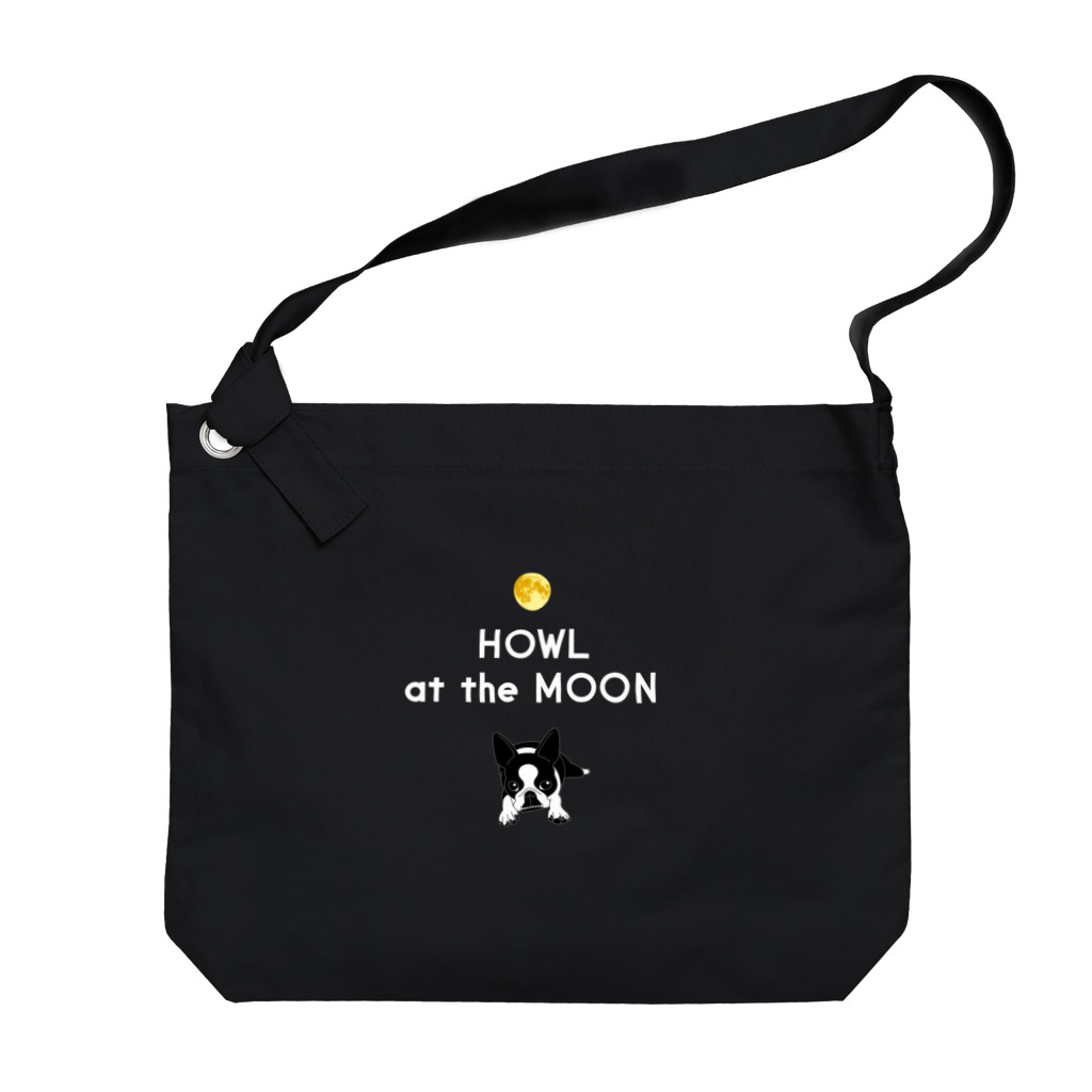 コチ(ボストンテリア)の小物用:ボストンテリア(HOWL at the MOON ロゴ)[v2.8k] Big Shoulder Bag