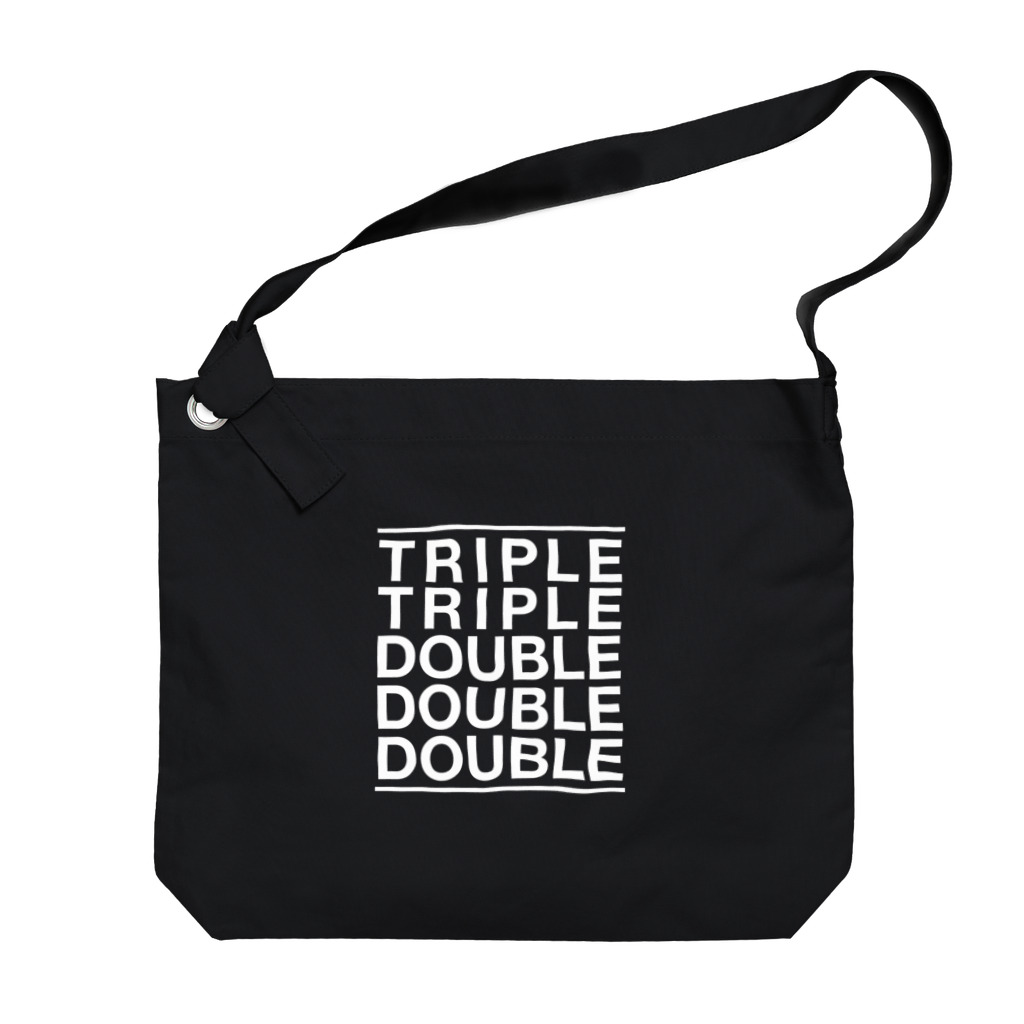 SaaStyle -サースティル-のT2D3（白プリント）ショルダーバッグ Big Shoulder Bag