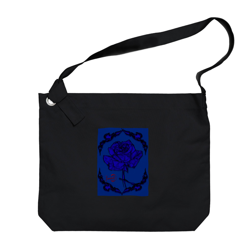 紅空月(kouzuki)designのRose_blue Big Shoulder Bag