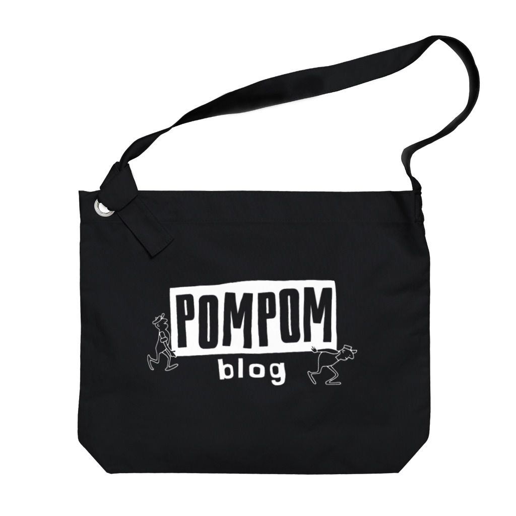 mf@PomPomBlogのPomPomBlog Old Logo（white） Big Shoulder Bag