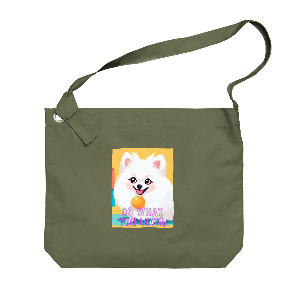 Pom-Dog'sの清楚系白ポメ　ポメ子 Big Shoulder Bag