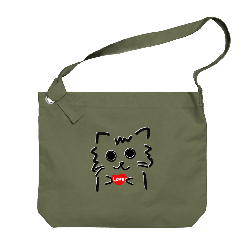 兎猫庵のハート猫 Big Shoulder Bag