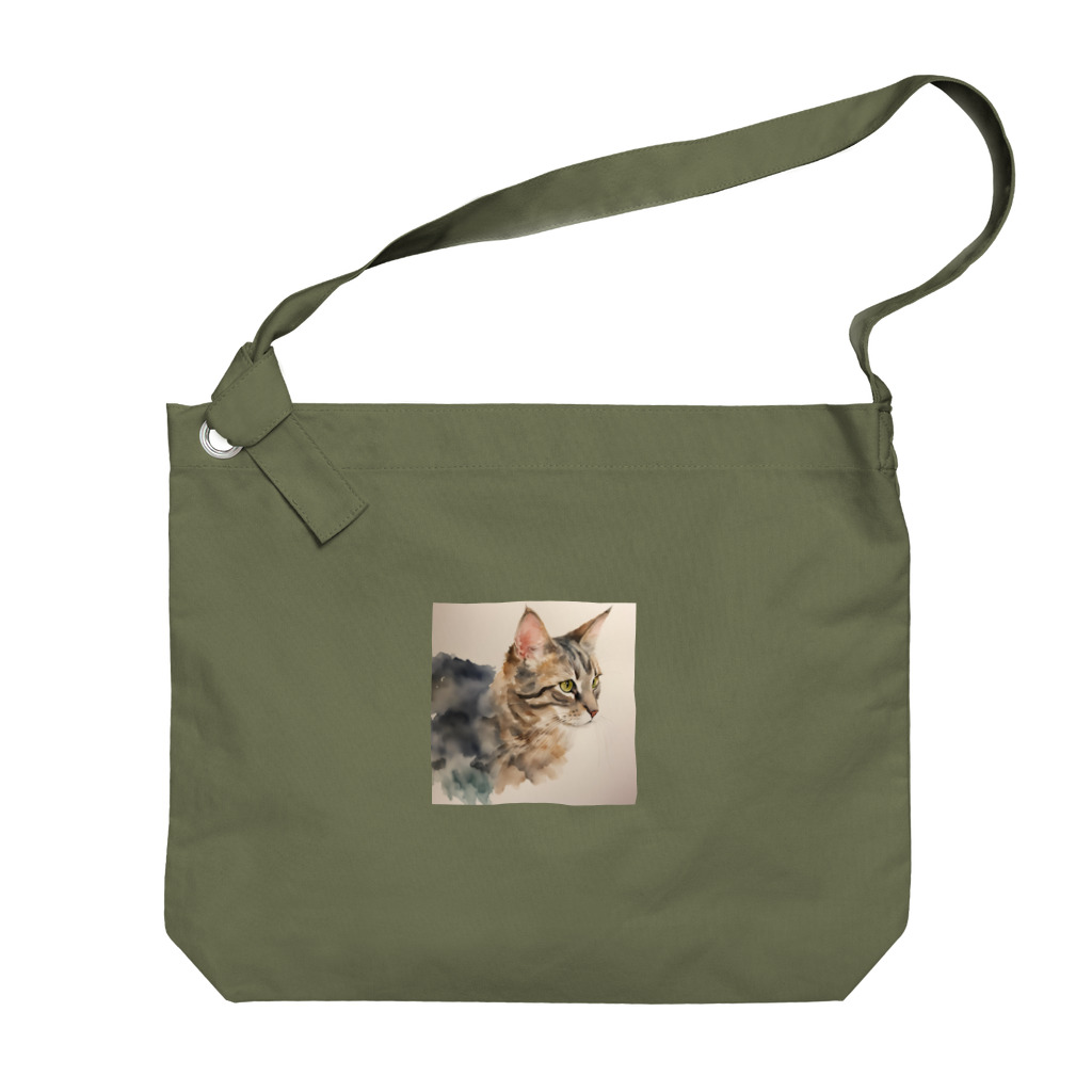 OkometoOmochiの横向き猫 Big Shoulder Bag