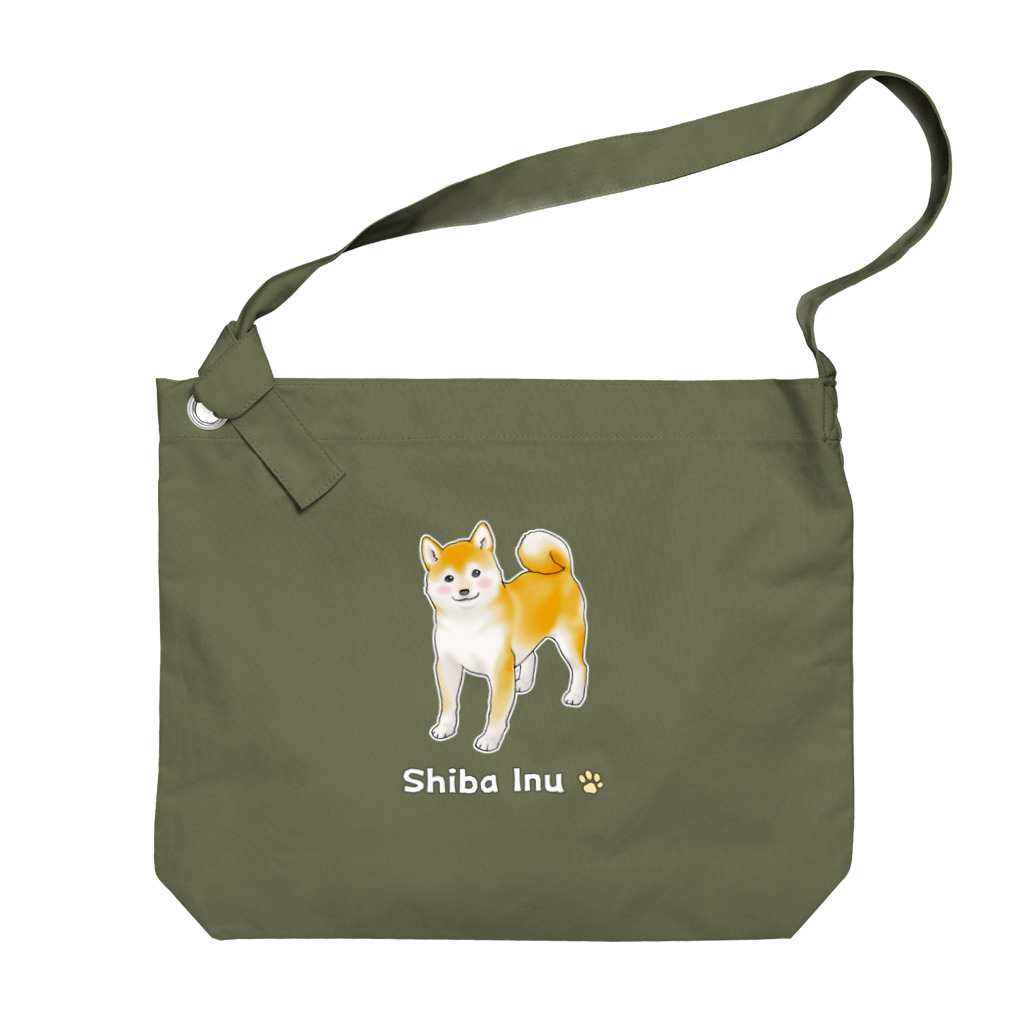 Shiba Inu Streetのちょっと照れている柴犬 ビッグショルダーバッグ