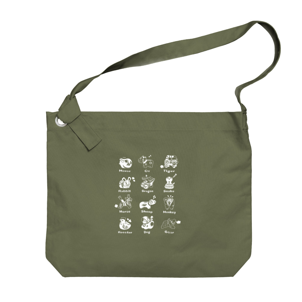 SU-KUのThe Zodiac of Fukushima(白抜き) Big Shoulder Bag