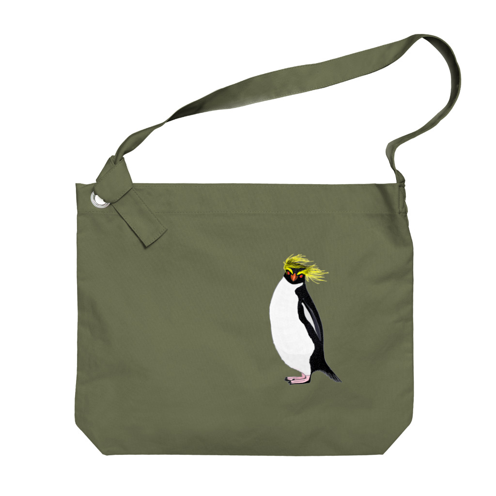 LalaHangeulの　風に吹かれるイワトビペンギンさん(文字無しバージョン Big Shoulder Bag